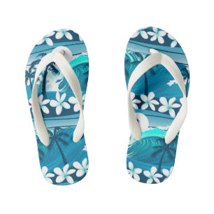 Chinelos Infantis Onda tropical de surf com palmeiras