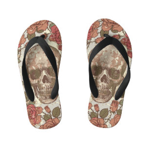 Chinelos Infantis Ornamento de Hulhas e Rosas Retro