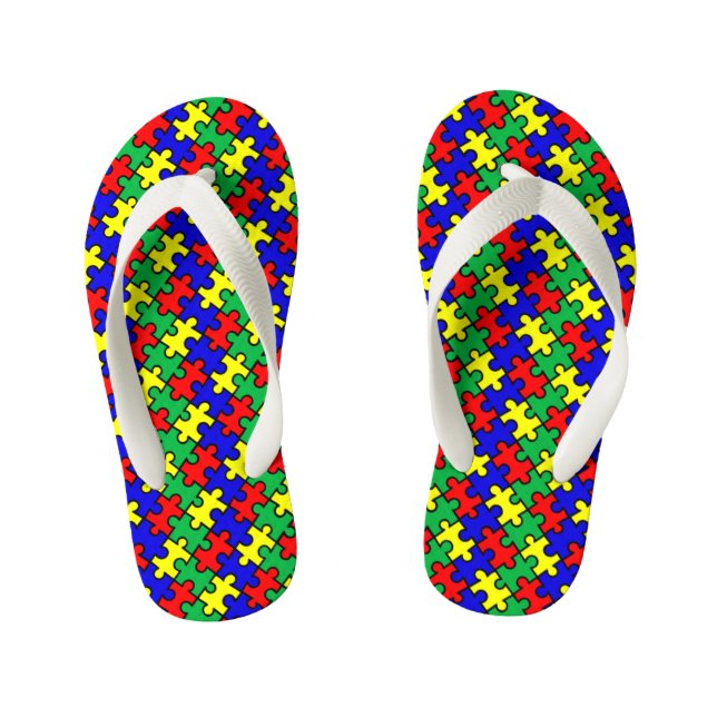 Chinelos Infantis Padrão contínuo de quebra-cabeça (Pé da cama)