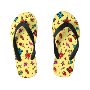 Chinelos Infantis Padrão de Amor da Tatuagem na Escola Antiga