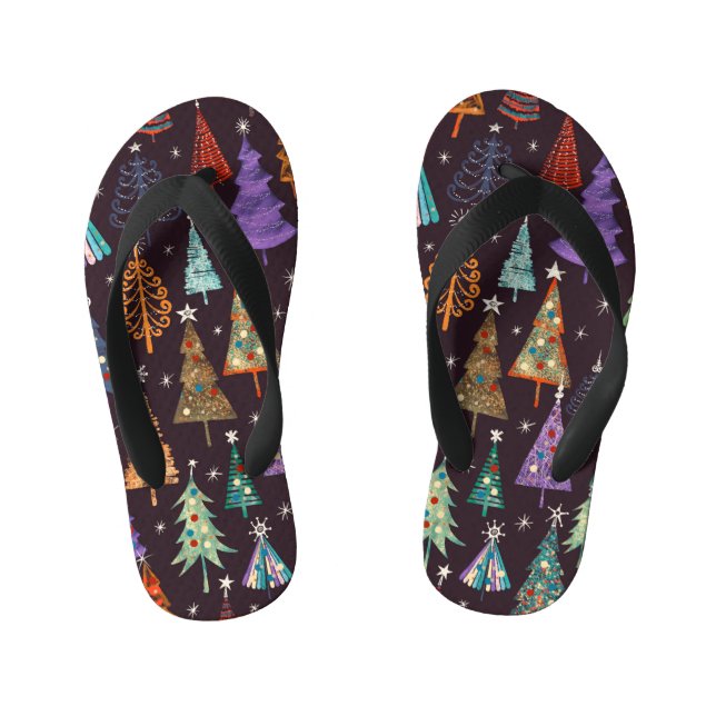 Chinelos Infantis Padrão de Ano Novo de Natal Festivo (Pé da cama)