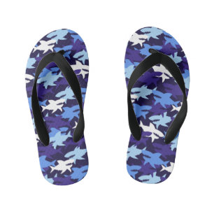 Chinelos Infantis Padrão de Camuflagem de Tubarões Azuis
