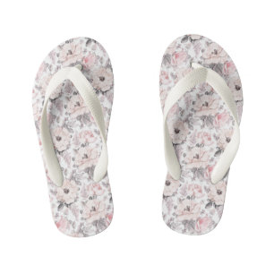 Chinelos Infantis Padrão de cor-de-rosa e Cinza clássico