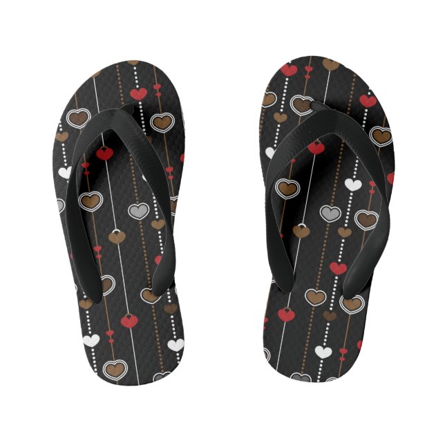 Chinelos Infantis Padrão de Corações 28 (Pé da cama)