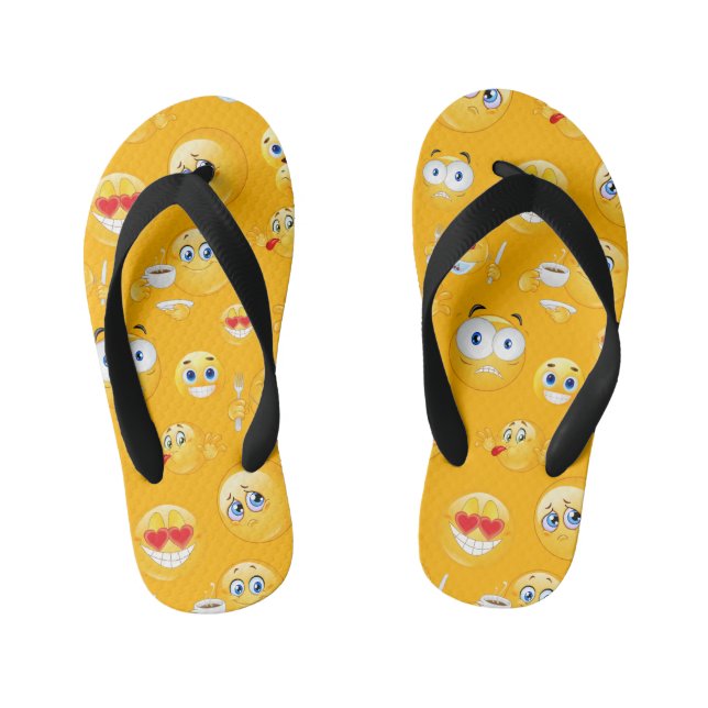 Chinelos Infantis Padrão de Emoji 2 (Pé da cama)