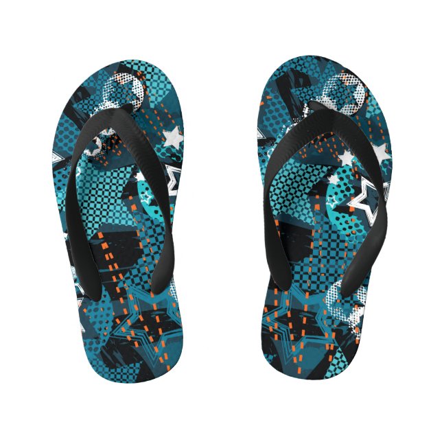 Chinelos Infantis Padrão de estrela Grunge, design infantis brincalh (Pé da cama)