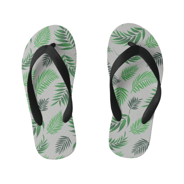 Chinelos Infantis Padrão de Folhas Tropicais 11 (Pé da cama)