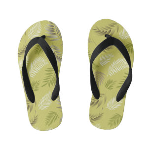 Chinelos Infantis Padrão de Folhas Tropicais 17