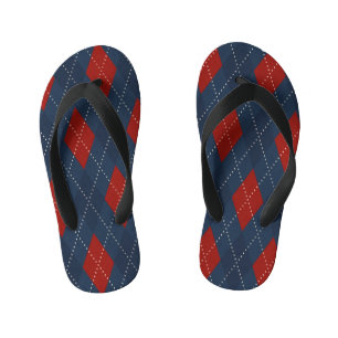 Chinelos Infantis Padrão de Natal Real Blue Argyle