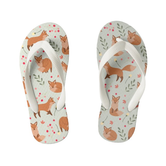 Chinelos Infantis Padrão de Raposa Whimsical (Pé da cama)