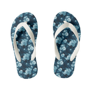 Chinelos Infantis Padrão de Rosa azul clássico