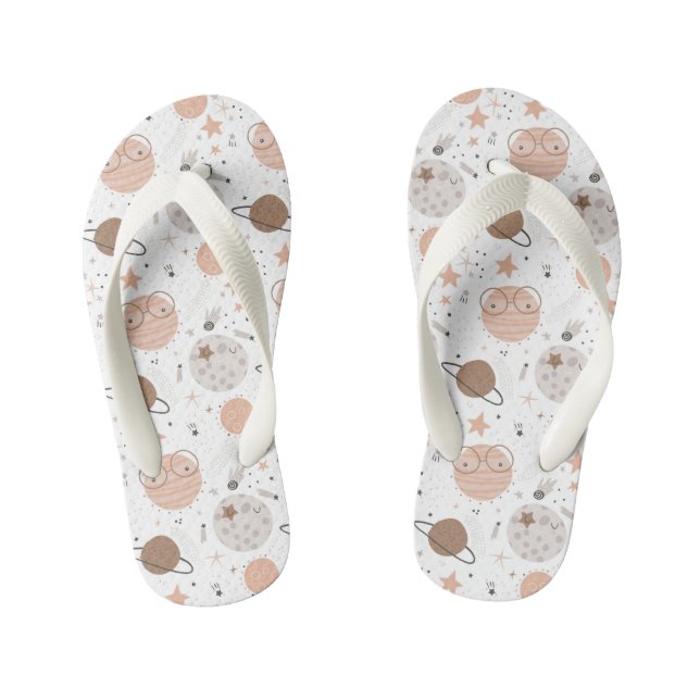 Chinelos Infantis Padrão do Planeta de Portas Bonitas (Pé da cama)