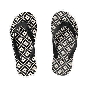 Chinelos Infantis Padrão Impressão Preto+Cream do Bloco de Estilo Az
