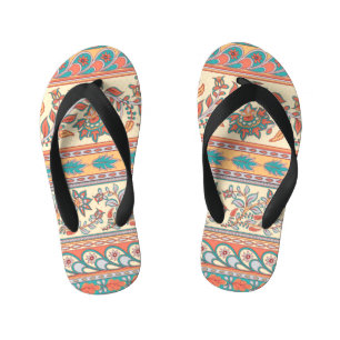 Chinelos Infantis Padrão Invisível das Fronteiras Florais Indianas