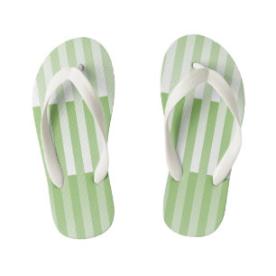 Chinelos Infantis Padrão Listrado Verde Branco