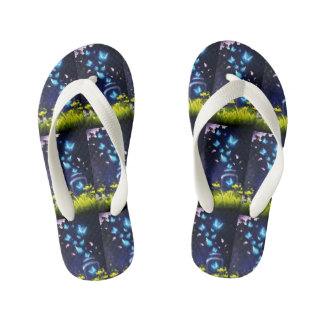 Chinelos Infantis Pair of Blue Butterflies Flip Flops