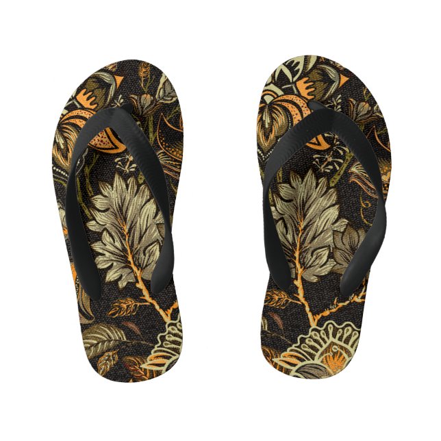 Chinelos Infantis Paisley floral indiano, padrão étnico uniforme. (Pé da cama)