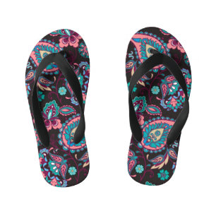 Chinelos Infantis Paisley Stripe: Decorativa Negra Sem Semente