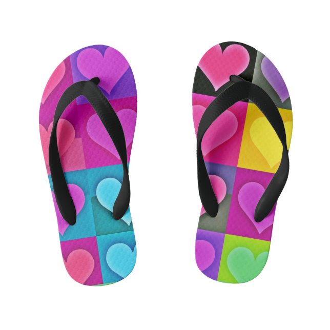 Chinelos Infantis Paleta de Amor Vivo: Felicidade Cardíaca (Pé da cama)