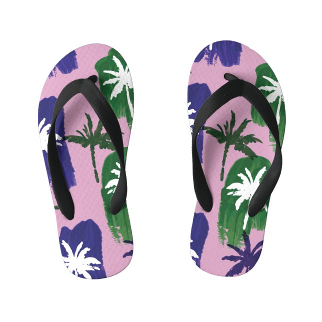 Chinelos Infantis Palma Pintada, Marinho Verde Azul. (Pé da cama)