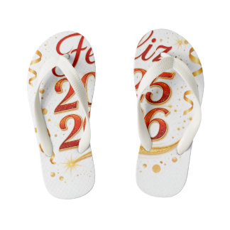 Chinelos Infantis Par de Chancletas con Diseño “Feliz 2025–2026” | C