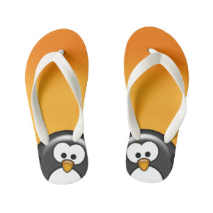 Chinelos Infantis Peekaboo Pinguin Laranja