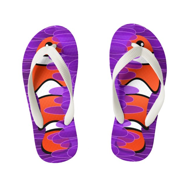 Chinelos Infantis Peixe-Palhaço e Belo Anêmono do Mar Roxo (Pé da cama)
