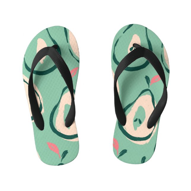 Chinelos Infantis Peras de Verão: padrão de fruta fresco. (Pé da cama)