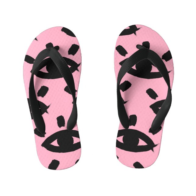 Chinelos Infantis Pincel de Aquarela, Padrão de Desenho. (Pé da cama)