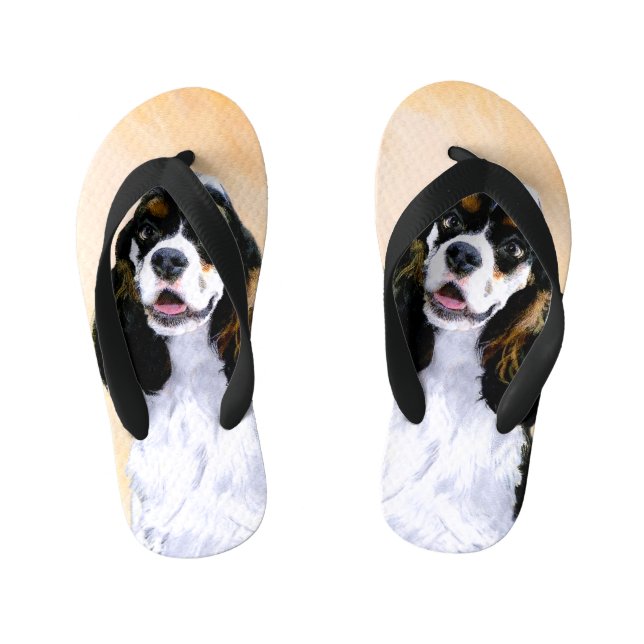 Chinelos Infantis Pintura De Cocker Spaniel (Participante) - Arte De (Pé da cama)
