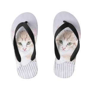 Chinelos Infantis Pintura de Kitten Amarela - Arte Original para Gat