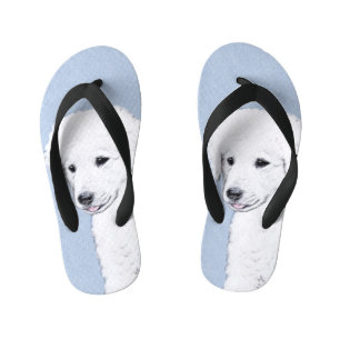 Chinelos Infantis Pintura de Kuvasz - Arte Cão Original Bonita