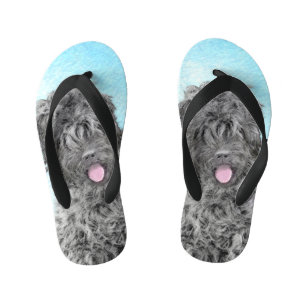 Chinelos Infantis Pintura Terrier russa negra - Cachorro original bo