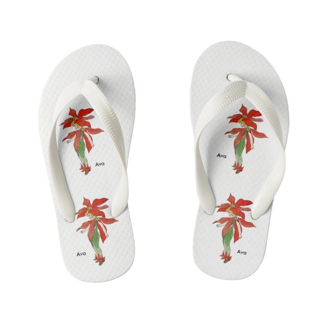 Chinelos Infantis Poinsettia Flower Flower Child Floral Engraçada Gi (Pé da cama)