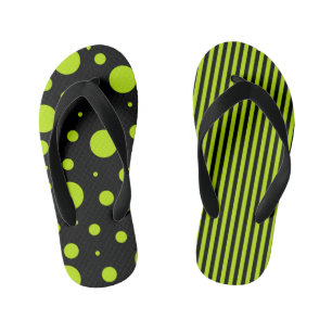 Chinelos Infantis Pontos e tiras - Verde limão