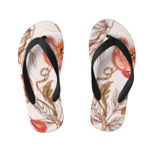 Chinelos Infantis Pópias de Fundo bege Pópias de Aquarela Padrão