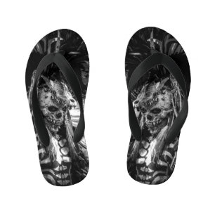 Chinelos Infantis Preto e Branco do crânio