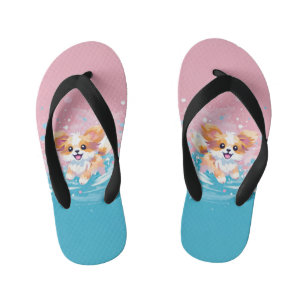 Chinelos Infantis Pup de Papillon Reproduzido: Lixo de Rosa e Azul