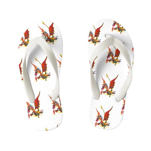 Chinelos Infantis Red Dragon - Flip flops for kids (Pé da cama)