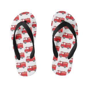 Chinelos Infantis Red Fire Truck Padrão Toddler