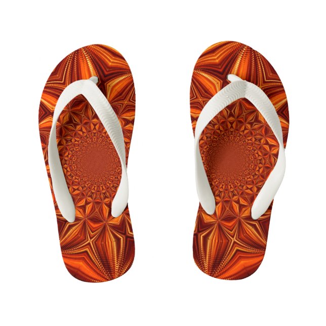 Chinelos Infantis Red Kaleidoscope Digital Art Pattern- 28503 (Pé da cama)