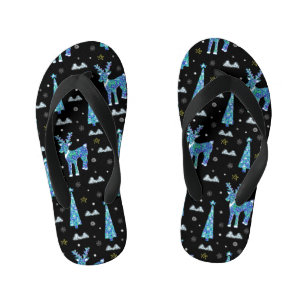 Chinelos Infantis Reindeer, flocos de neve, padrão de Natal