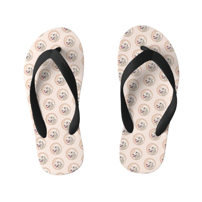 Chinelos Infantis Retriever ouro com pintura de cachorro de Tênis (Pé da cama)