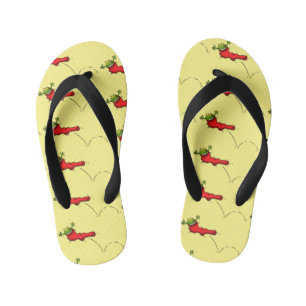 Chinelos Infantis Sapo bonito em um desenho de salto em meia vermelh