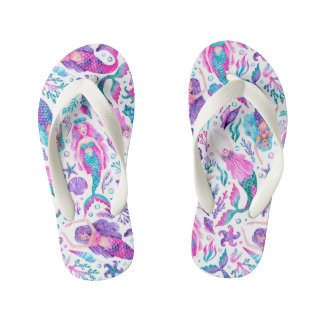Chinelos Infantis Sereias Aquáticas Conchas Marítimas + Starfish