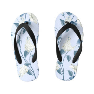 Chinelos Infantis Siringa, flores de hibisco, padrão de tecido.