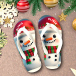 Chinelos Infantis Snowman Christmas Personalizado<br><div class="desc">chinelos personalizados de crianças do natal do boneco de neve</div>