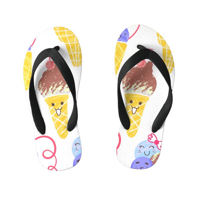 Chinelos Infantis Sorvetes Kawaii, um padrão bonito e perfeito. (Pé da cama)