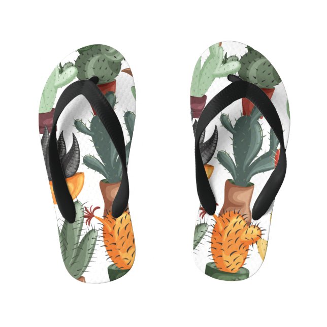 Chinelos Infantis Suculentes, cactos: padrão floral fofo. (Pé da cama)