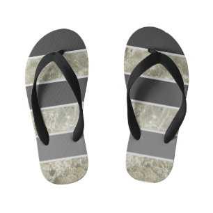 Chinelos Infantis Textura de Mármore Branco e cor Pastel Preto Perso